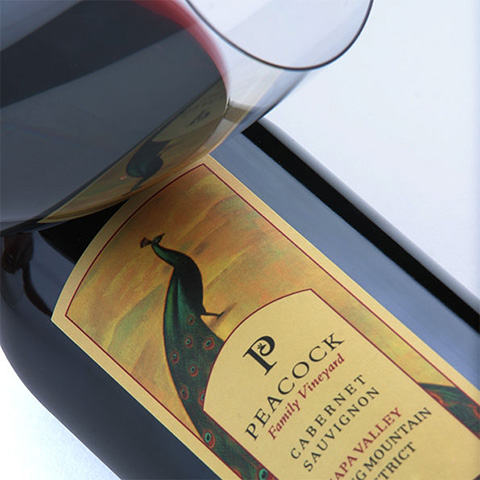 Peacock Vineyard bottle reflections